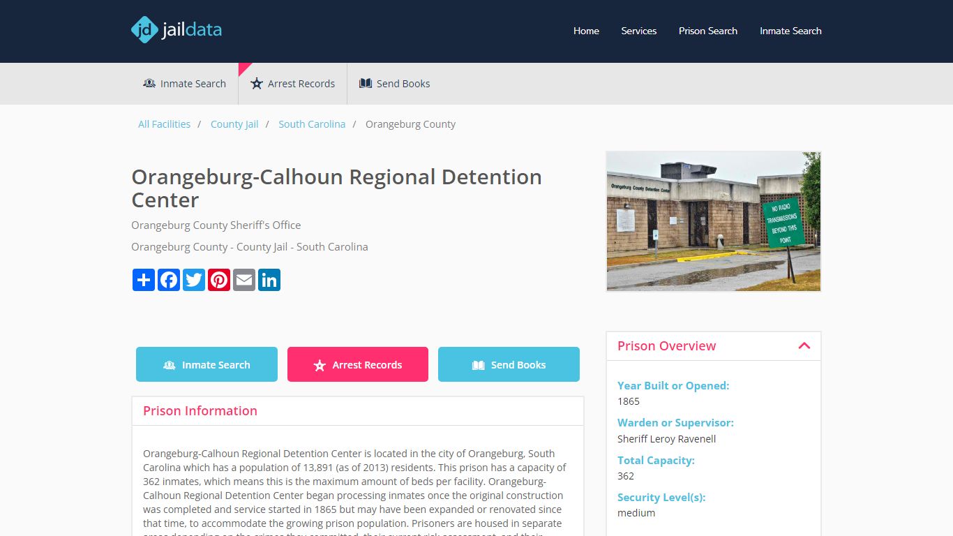 Orangeburg-Calhoun Regional Detention Center Inmate Search and Prisoner ...